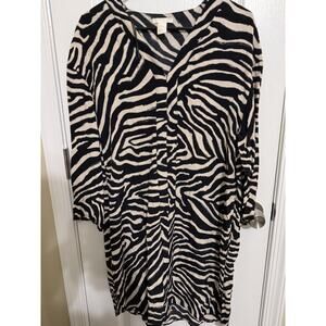 Women’s H And M, Zebra Tunic Dress, Size 12